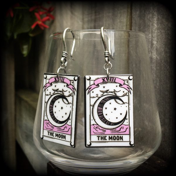 The Moon tarot card earrings-Pastel goth earrings Hot on Sale