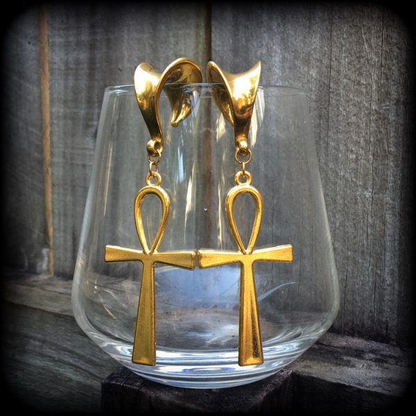 Ankh gauged earrings Online