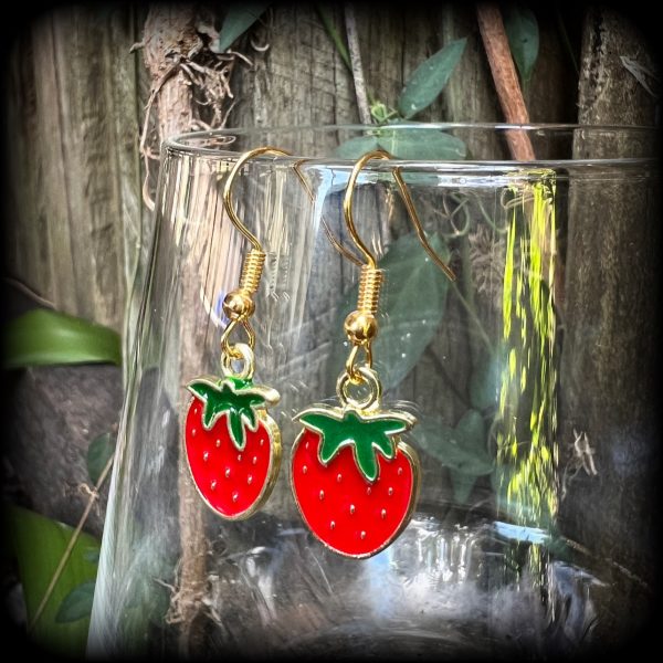 Strawberry earrings-Fruit earrings For Sale