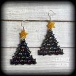 Crazy cat lady christmas tree earrings-Yule earrings For Cheap