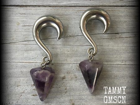 Amethyst gauged earrings Discount