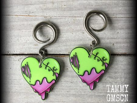 Zombie heart gauged earrings-Halloween earrings Online Hot Sale