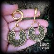 Antique gold Ishtar disc gauged earrings Sale