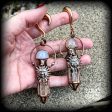 Clear quartz gauged earrings-Sun God ear weights on Sale