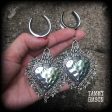 Oversized sacred heart gauged earrings For Sale