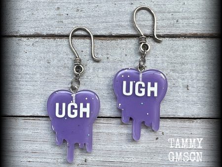 UGH heart earrings-Dripping heart earrings on Sale