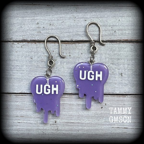 UGH heart earrings-Dripping heart earrings on Sale