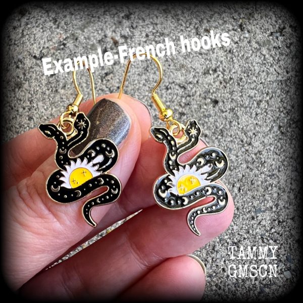 Two headed celestial snake earrings Discount