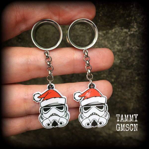 Storm trooper-Star Wars- Christmas tunnel earrings Online now