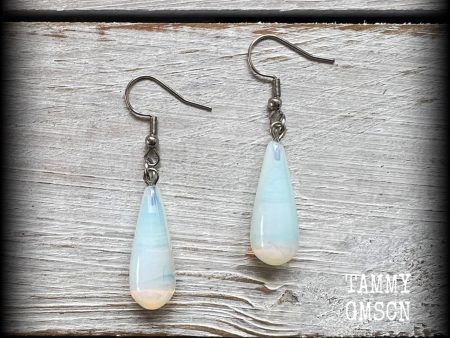 Opalite teardrop earrings-Moonstone earrings For Cheap