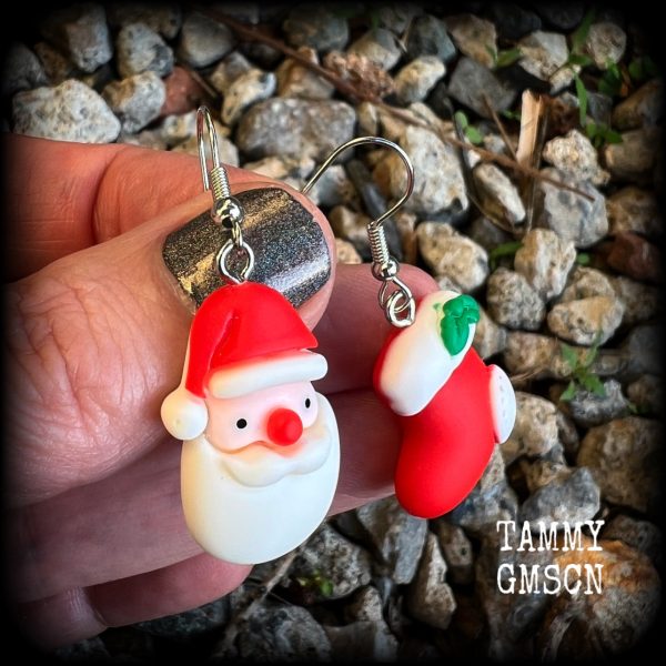 Santa Claus earrings-Christmas earrings-Yule earrings For Discount