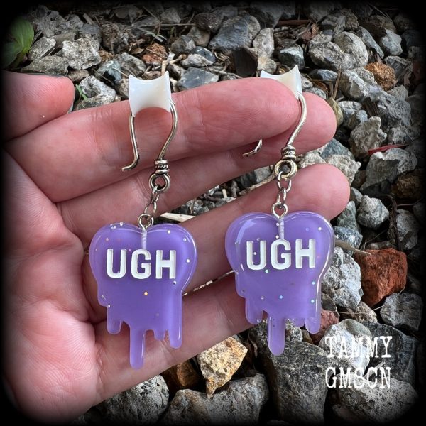 UGH heart earrings-Dripping heart earrings on Sale