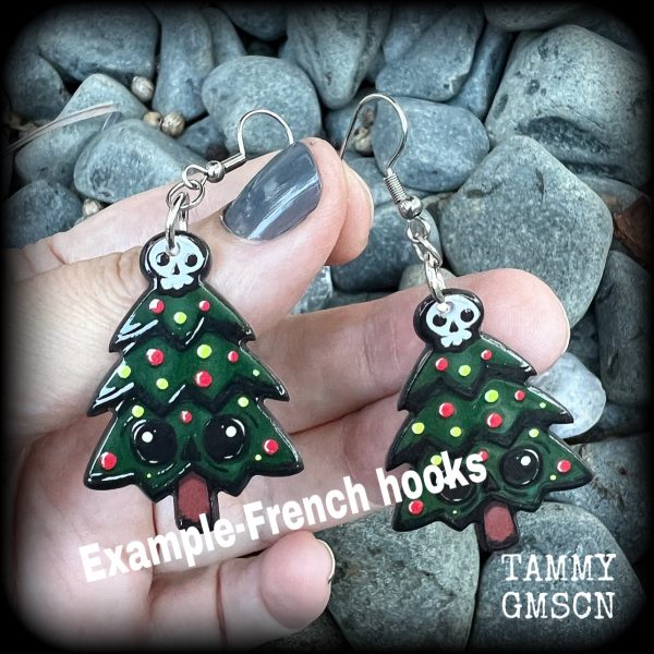 Gothic christmas tree earrings-Yule earrings Online