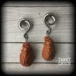 Cicada gauged earrings-Carved wood earrings For Cheap