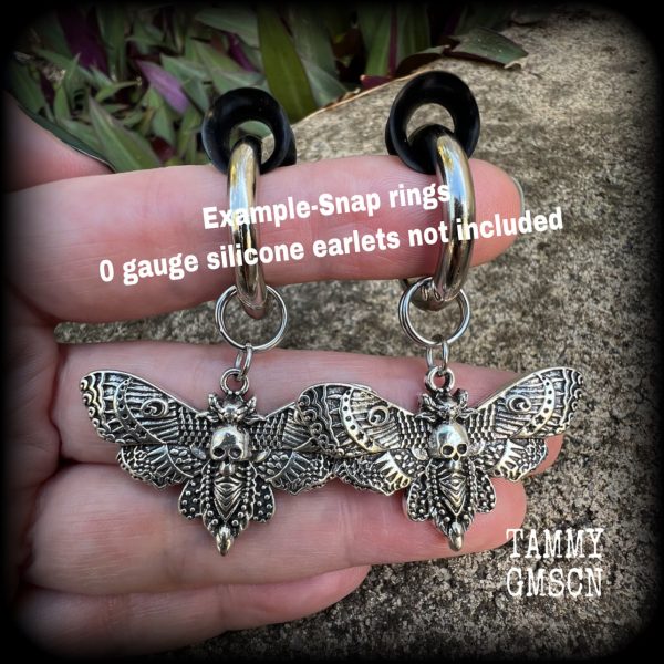 Deaths head moth gauged hoop earrings Online Hot Sale