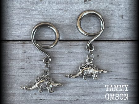 Stegosaurus earrings-Dinosaur gauged earrings Online Hot Sale