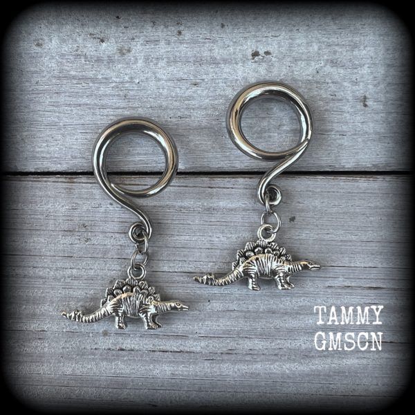 Stegosaurus earrings-Dinosaur gauged earrings Online Hot Sale