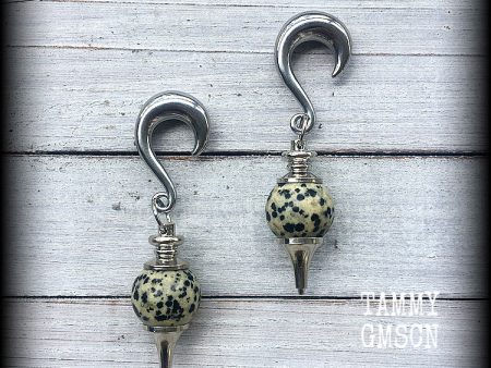 Dalmatian jasper earrings-Gauged earrings Online now