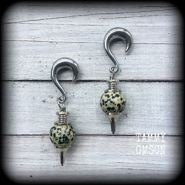 Dalmatian jasper earrings-Gauged earrings Online now