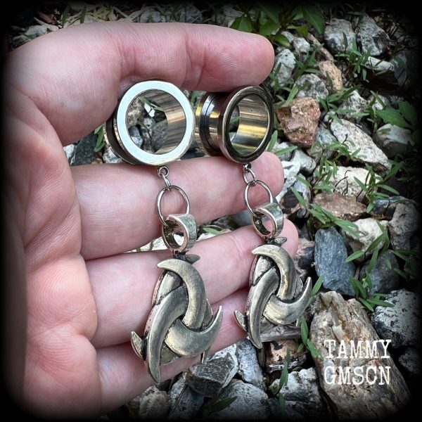 Triple horn tunnel earrings-Viking jewelry For Sale