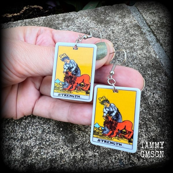 Strength tarot card earrings-Occult jewelry For Cheap