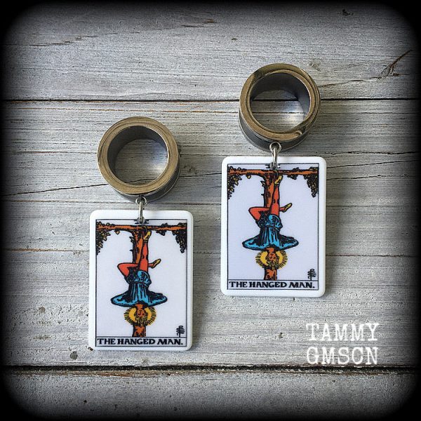 The Hanged Man-Tarot card tunnel earrings Fashion