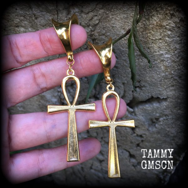 Ankh gauged earrings Online