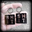 Swear word-Cuss word-Shit tunnel earrings Fashion