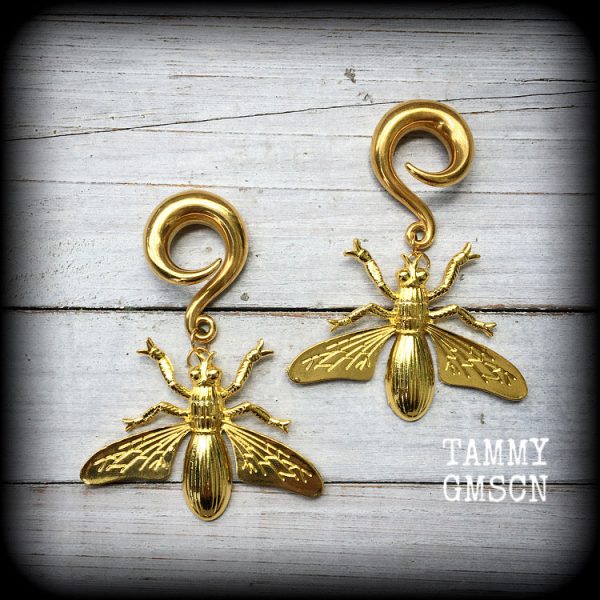 Wasp earrings-Insect gauged earrings For Sale