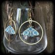 Antique gold blue butterfly hoop earrings Sale