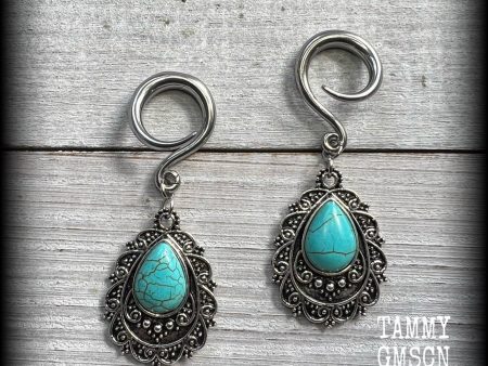 Turquoise gauged earrings-Ear weights Online