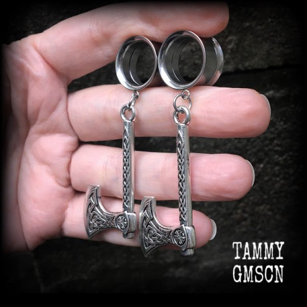 Viking axe tunnel earrings Hot on Sale