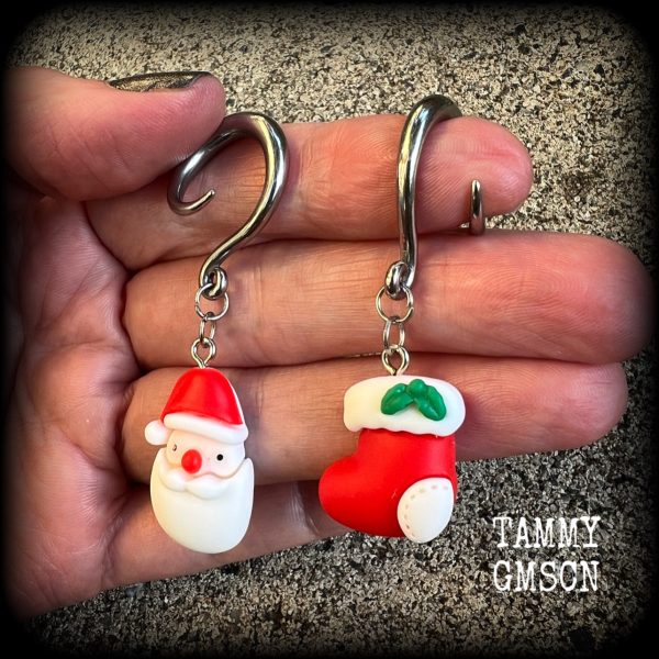 Santa Claus earrings-Christmas gauged earrings Online Hot Sale