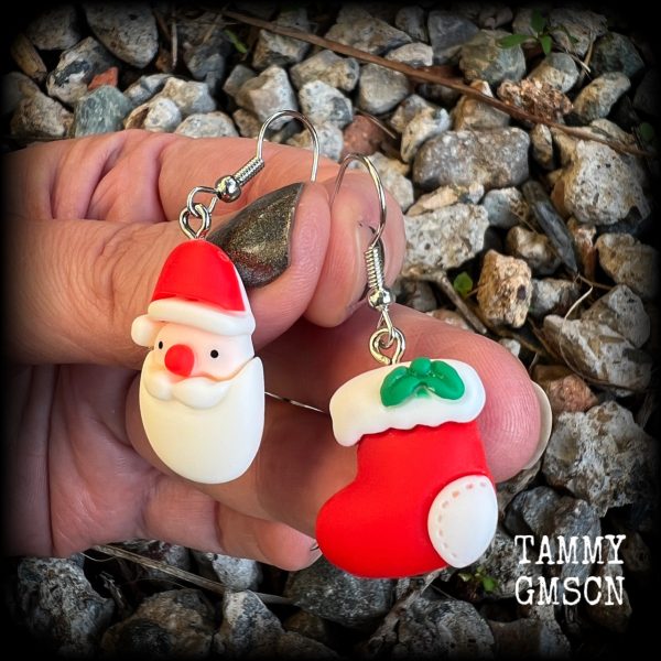 Santa Claus earrings-Christmas earrings-Yule earrings For Discount