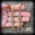 Skeletal mermaid tail gauged earrings Discount