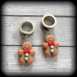 Gingerbread man tunnels-Christmas tunnel earrings For Sale