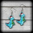 Dinosaur earrings-Christmas earrings-Yule earrings Discount