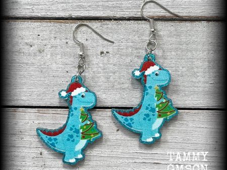 Dinosaur earrings-Christmas earrings-Yule earrings Discount