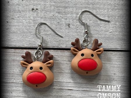 Reindeer earrings-Christmas earrings-Yule earrings on Sale