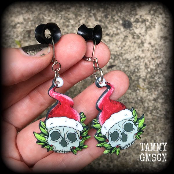 Santa claus skull earrings-Christmas earrings Online Sale