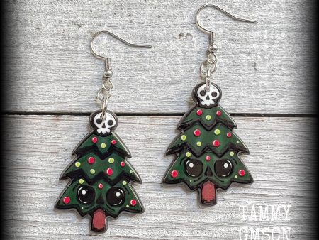 Gothic christmas tree earrings-Yule earrings Online