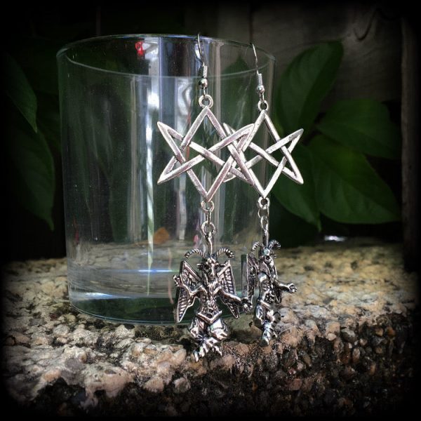 Baphomet earrings-Unicursal hexagram earrings Sale