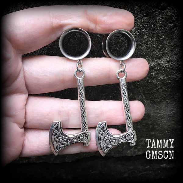 Viking axe tunnel earrings Hot on Sale