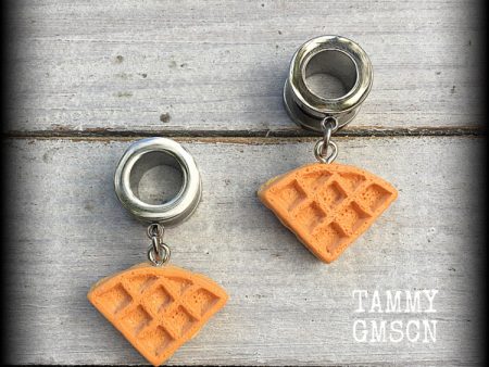 Waffle tunnel earrings-Novelty waffles ear gauges For Discount