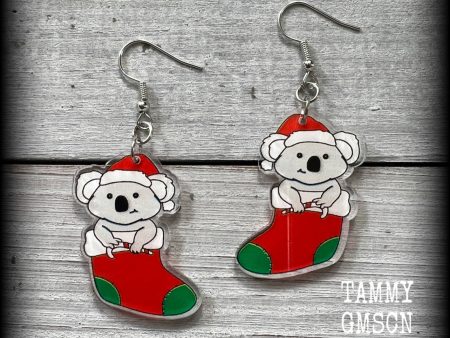 Koala earrings-Christmas earrings-Yule earrings For Cheap