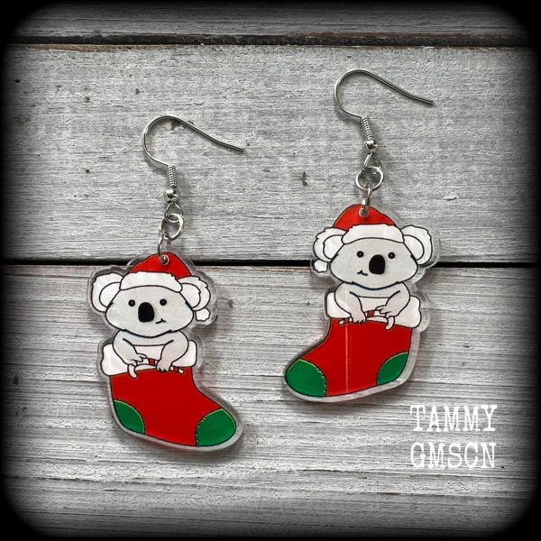 Koala earrings-Christmas earrings-Yule earrings For Cheap