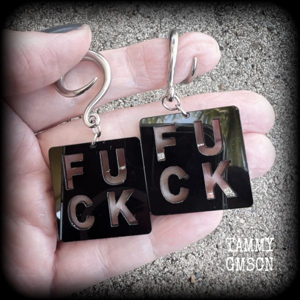 Swear word gauged earrings-Cuss words earrings Online now