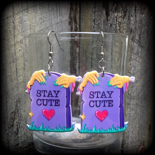 Zombie tombstone earrings For Sale