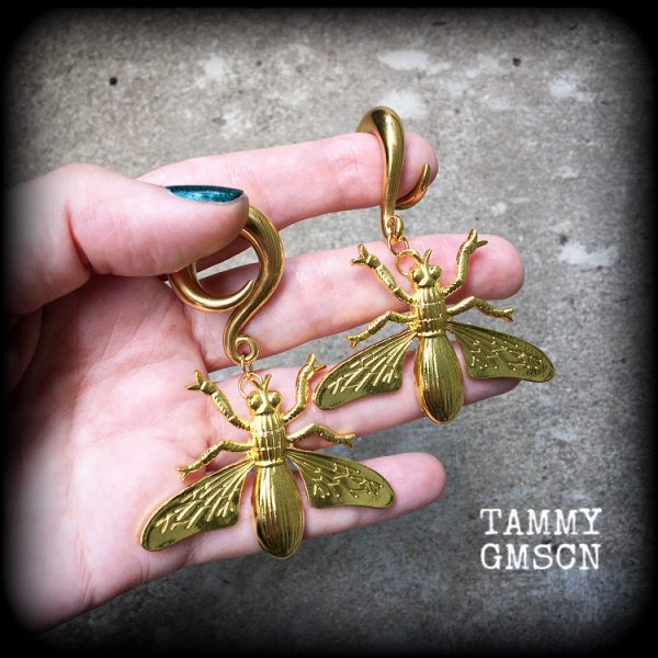 Wasp earrings-Insect gauged earrings For Sale