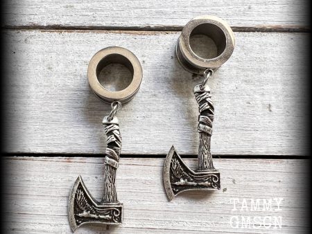 Viking axe tunnel earrings-Viking jewelry Cheap